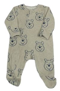 Svetlosivý fleecový overal s medvídky Pú George