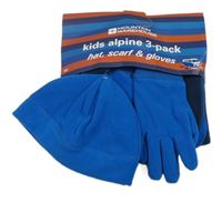 Nové - 3set- modrá fleecová čepice+ šála+ rukavice Mountain Warehouse