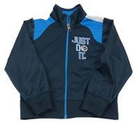 Tmavomodro-modro-biela športová prepínaci mikina s nápisom