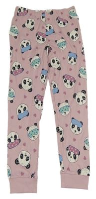Světlerůžové pyžamové kalhoty s pandami F&F