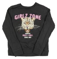 Tmavosivá mikina s leopardom