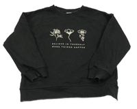 Čierna mikina s kvietkami a nápisom Zara