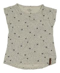 Bielo-sivé melírované bodkovaná é tričko s vtáčky Topolino