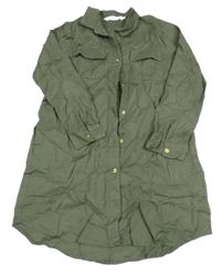 Khaki plátenné košeľové prepínaci šaty H&M