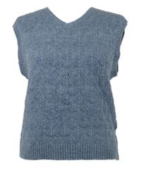 Dámská modrá vzorovaná svetrová vesta 