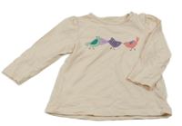 Svetloružové tričko s vtáčky Topomini