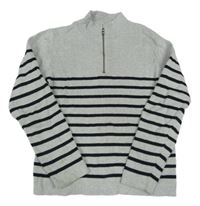 Sivý ľahký sveter s pruhmi H&M