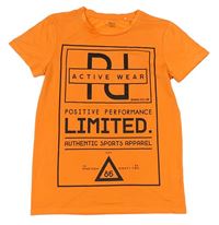 Neónově oranžové športové tričko s nápisom Yigga