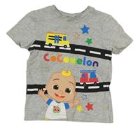 Šedé tričko s auty a miminem - CoComelon