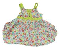 Bielo-zeleno-farebné kvetované šaty M&S
