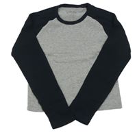 Tmavomodro-sivé rebrované crop tričko Primark