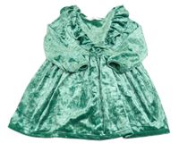 Zelené zamatové šaty s volánikom H&M