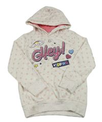 Světlerůžová melírovano/puntíkatá mikina s nápisem a kapucí Kiki&Koko