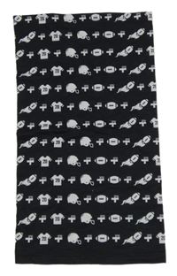 Černý multifunkční šátek s loptami a helmami