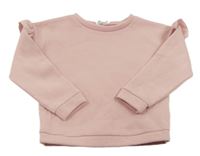 Svetloružová mikina s volánikmi