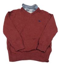 Bordó sveter s košeľovým golierikom Jasper Conran