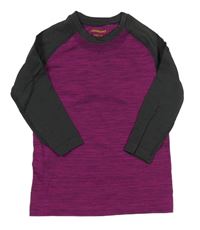 Purpurovo-tmavošedé melírované funkční triko Pocopiano