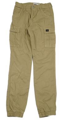 Béžové plátěné cuff cargo kalhoty Name it