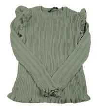 Zelený rebrovaný sveter s volánikmi George