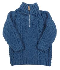 Tmavomodrý svetr se zipem Next