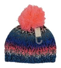 Nové - Modro-šedo-růžová melírovaná pletená čepice s bambulí Next