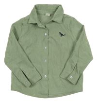 Světlezelená manšestrová košile s dinem Shein