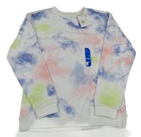 Nové - bielo-farebná batikovaná mikina Primark