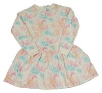 Nové - Bílo-barevné batikované teplákové šaty F&F