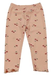 Lososové žebrované legíny s třešněmi 