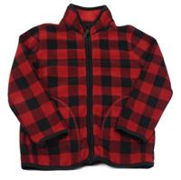 Červeno-čierna kockovaná fleecová prepínaci mikina