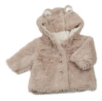 Světlerůžová kožešinový podšitý kabátek s kapucí Next