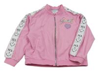 Růžová propínací mikina s nápisem z flitrů  Original marines