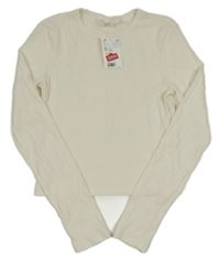 Nové - Smotanové rebrované crop tričko H&M