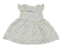 Bielo-modré kvetované šaty s volánikom