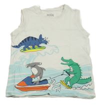 Bílé tílko s dinem a krokodýlem C&A