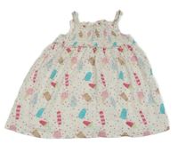 Bielo-farebné bodkovaná é šaty so zmrzlinami Topolino