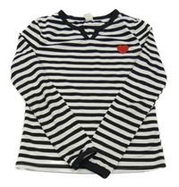 Čierno-biele pruhované tričko so srdcem Shein