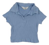 Svetlomodré rebrované crop polo tričko H&M