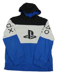 Černo-bílo-modrá mikina s kapucí - PlayStation 