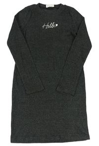 Čierne rebrované úpletové šaty s nápisom Primark