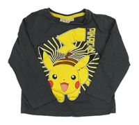 Tmavošedé triko Pikachu