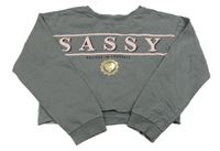 Sivá crop mikina s nápisom Studio