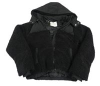 Čierna huňato/šusťáková zimná bunda s kapucňou F&F