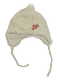 Smetanová kožešinová podšitá čepice se srdíčky Bobo 