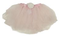 Svetloružová tylová sukňa s brmbolcom