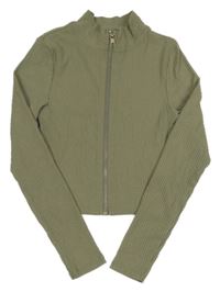 Khaki rebrovaná prepínaci crop mikina River Island