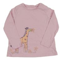 Světlerůžové triko s žirafou S. Oliver 