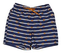 Tmavomodro-bílé pruhované plážové kraťasy s kotvami Lupilu 