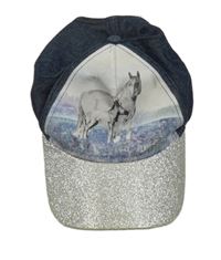 Tmavomodro-stříbrná plátěná kšiltovka s koníky 