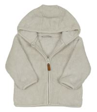 Bílá chlupatá propínací mikina s kapucí zn Smile